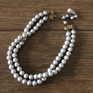 Vintage double strung pearl choker necklace